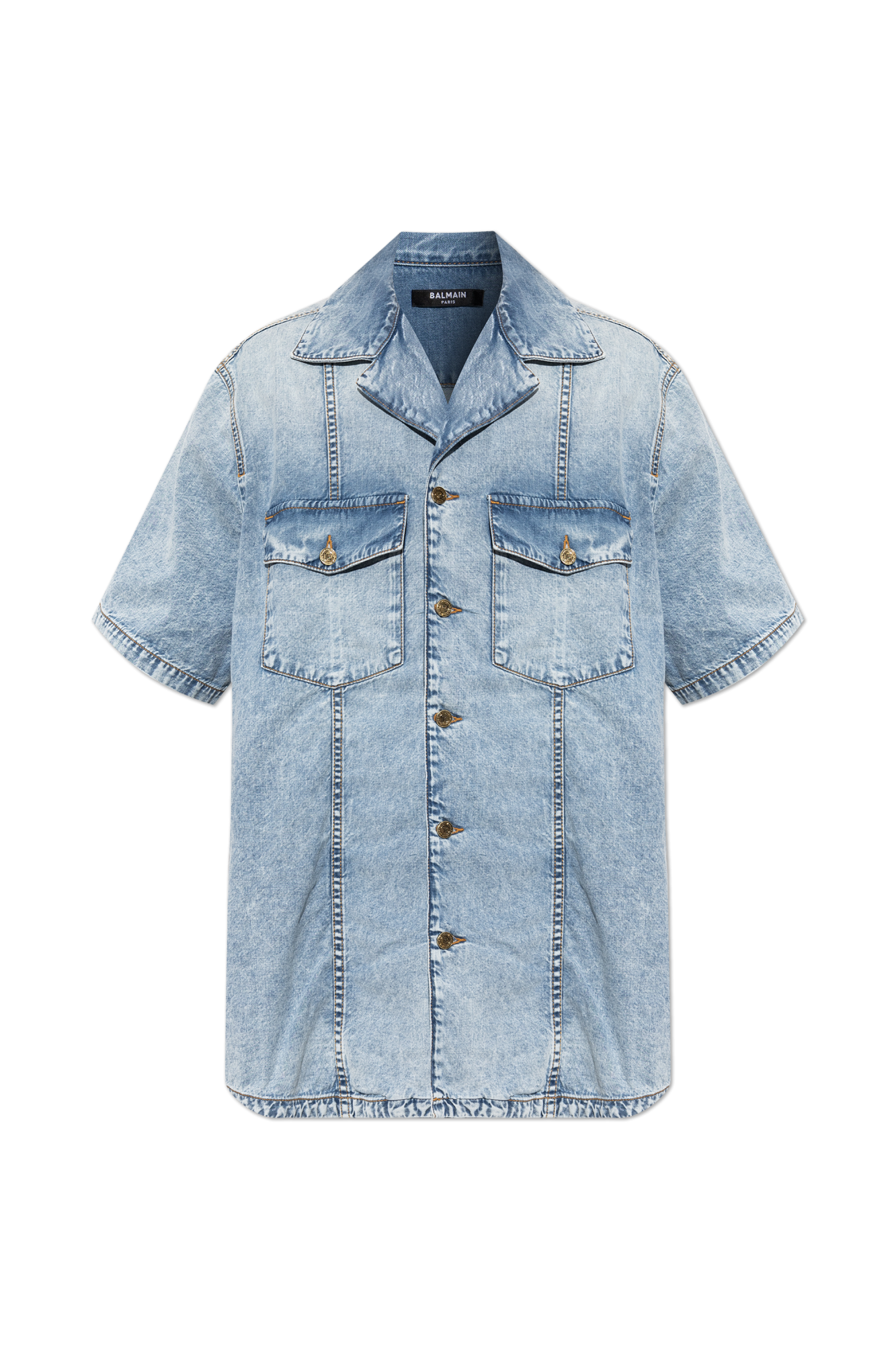 バルマン　デニムシャツ Balmain Denim short-sleeve shirt | Men's | Vitkac